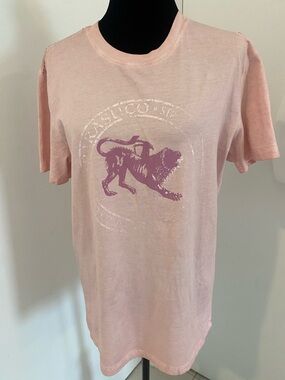 PARASUCO pink crew-neck cotton short sleeved T-Shirt w Lion Graphic Size MEDIUM